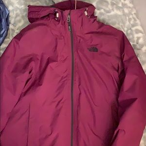 Purple North Face double fleece lined jacket